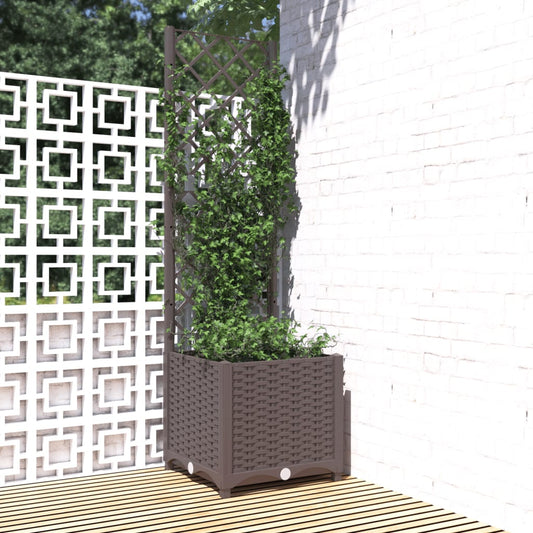 Fioriera da Giardino con Graticcio Marrone 40x40x136 cm in PP - homemem39