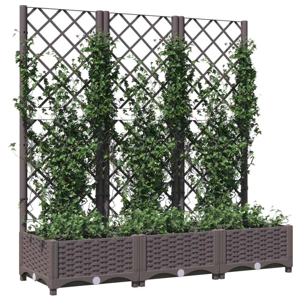 Fioriera da Giardino con Graticcio Marrone 120x40x121,5cm in PP - homemem39