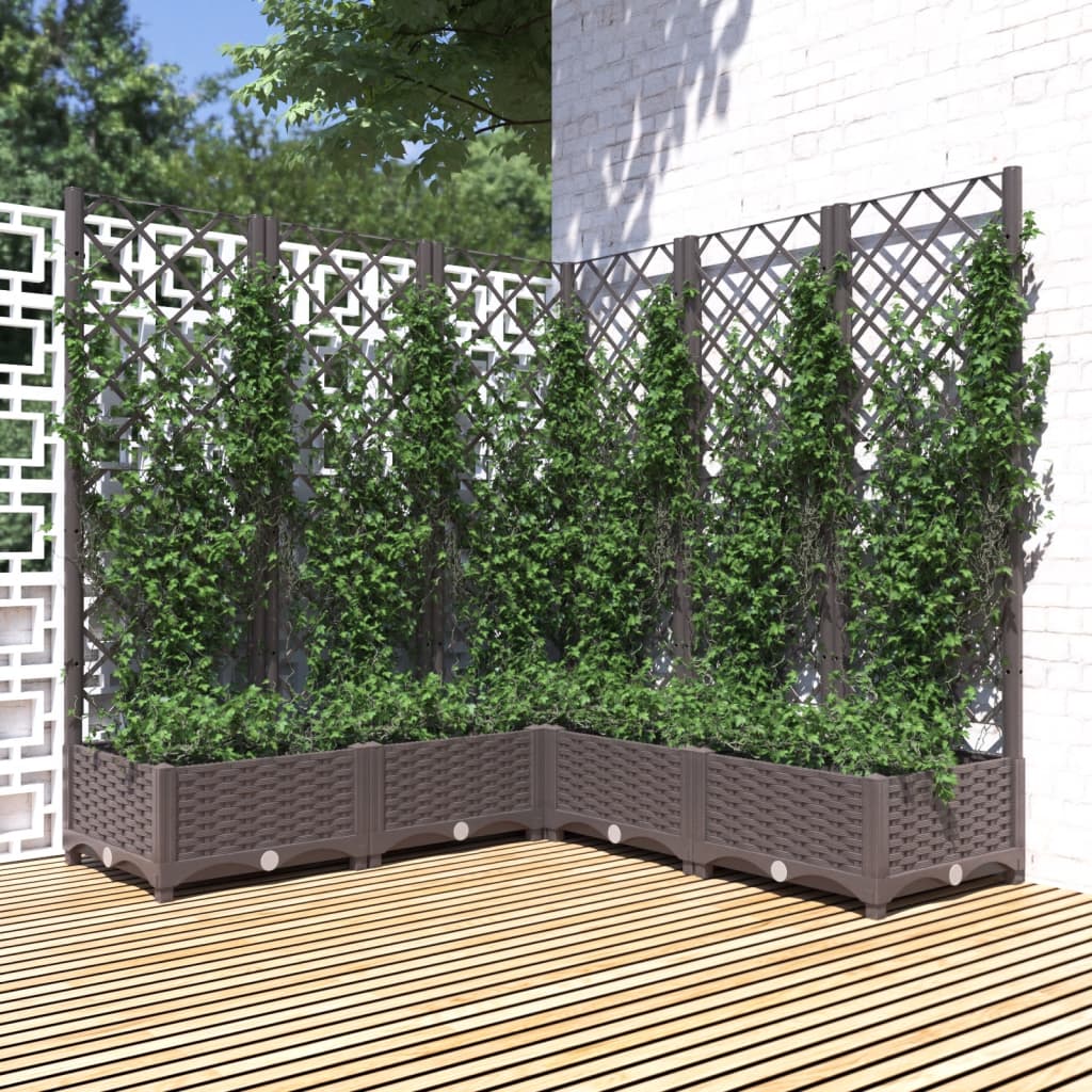 Fioriera da Giardino e Graticcio Marrone 120x120x121,5 cm in PP - homemem39