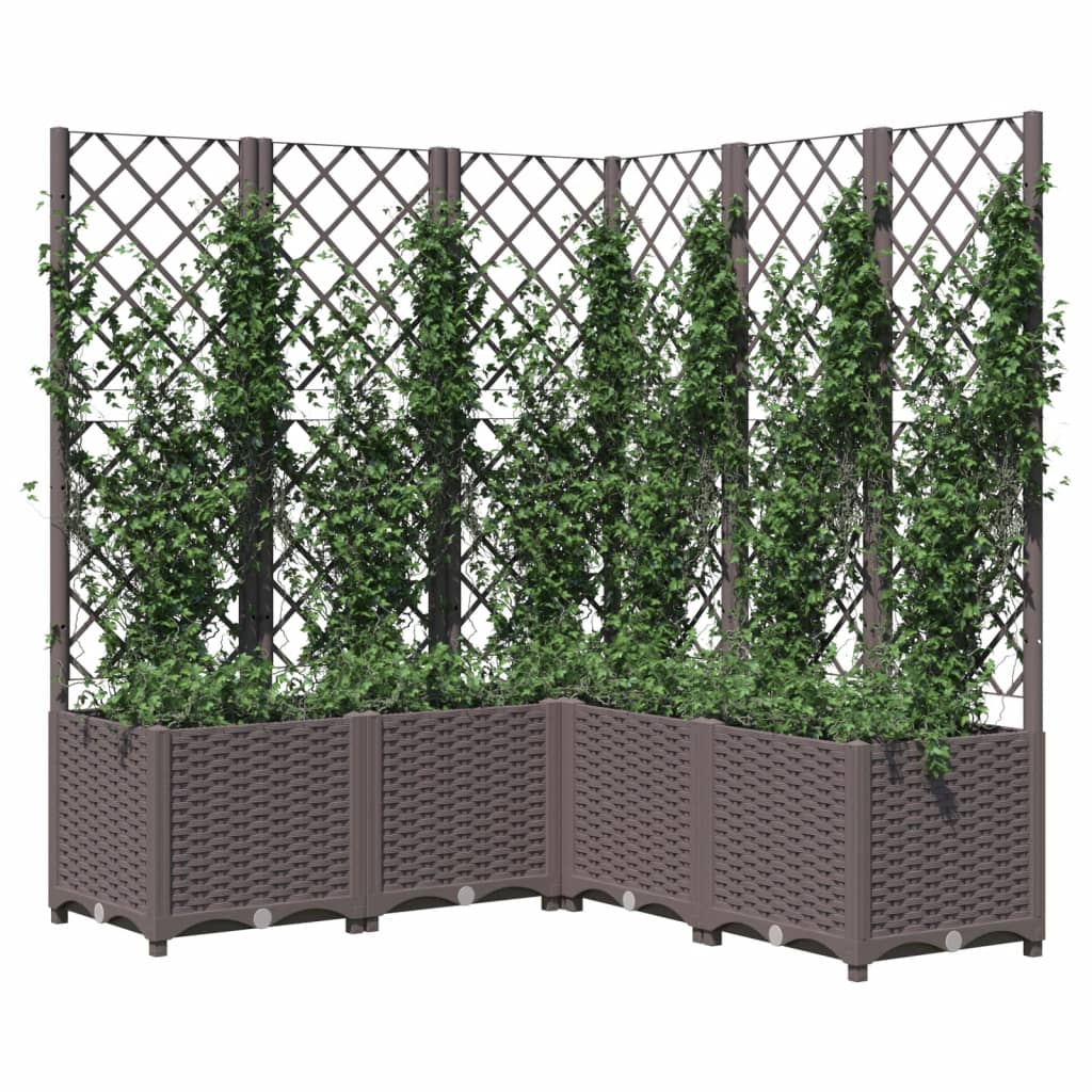 Fioriera da Giardino con Graticcio Marrone 120x120x136 cm in PP - homemem39