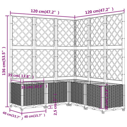 Fioriera da Giardino con Graticcio Marrone 120x120x136 cm in PP - homemem39