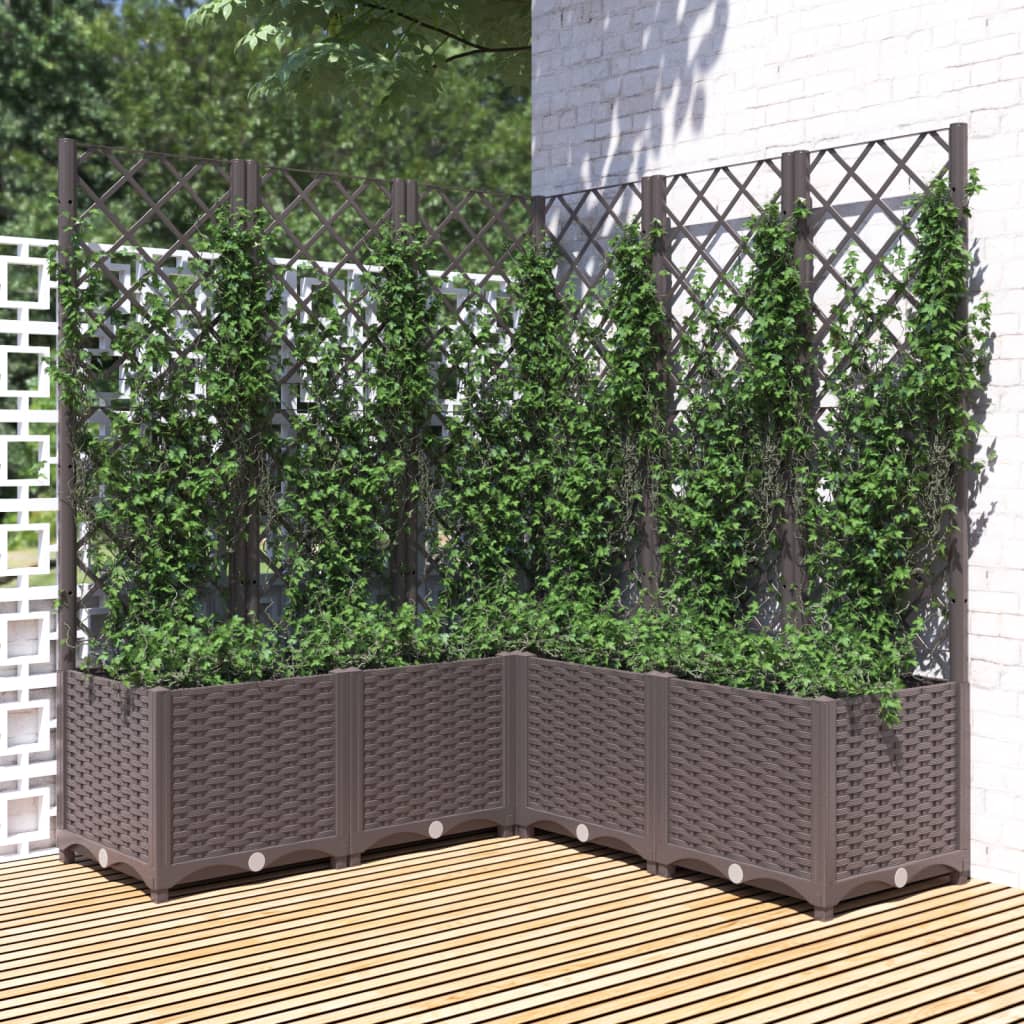 Fioriera da Giardino con Graticcio Marrone 120x120x136 cm in PP - homemem39