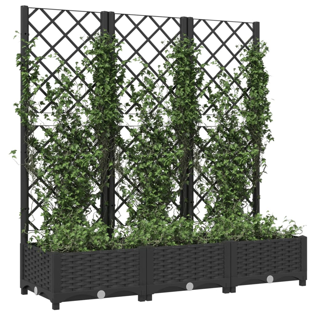 Fioriera da Giardino con Graticcio Nero 120x40x121,5 cm in PP - homemem39