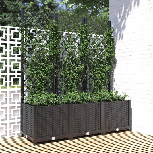 Fioriera da Giardino con Graticcio Nero 120x40x136 cm in PP - homemem39