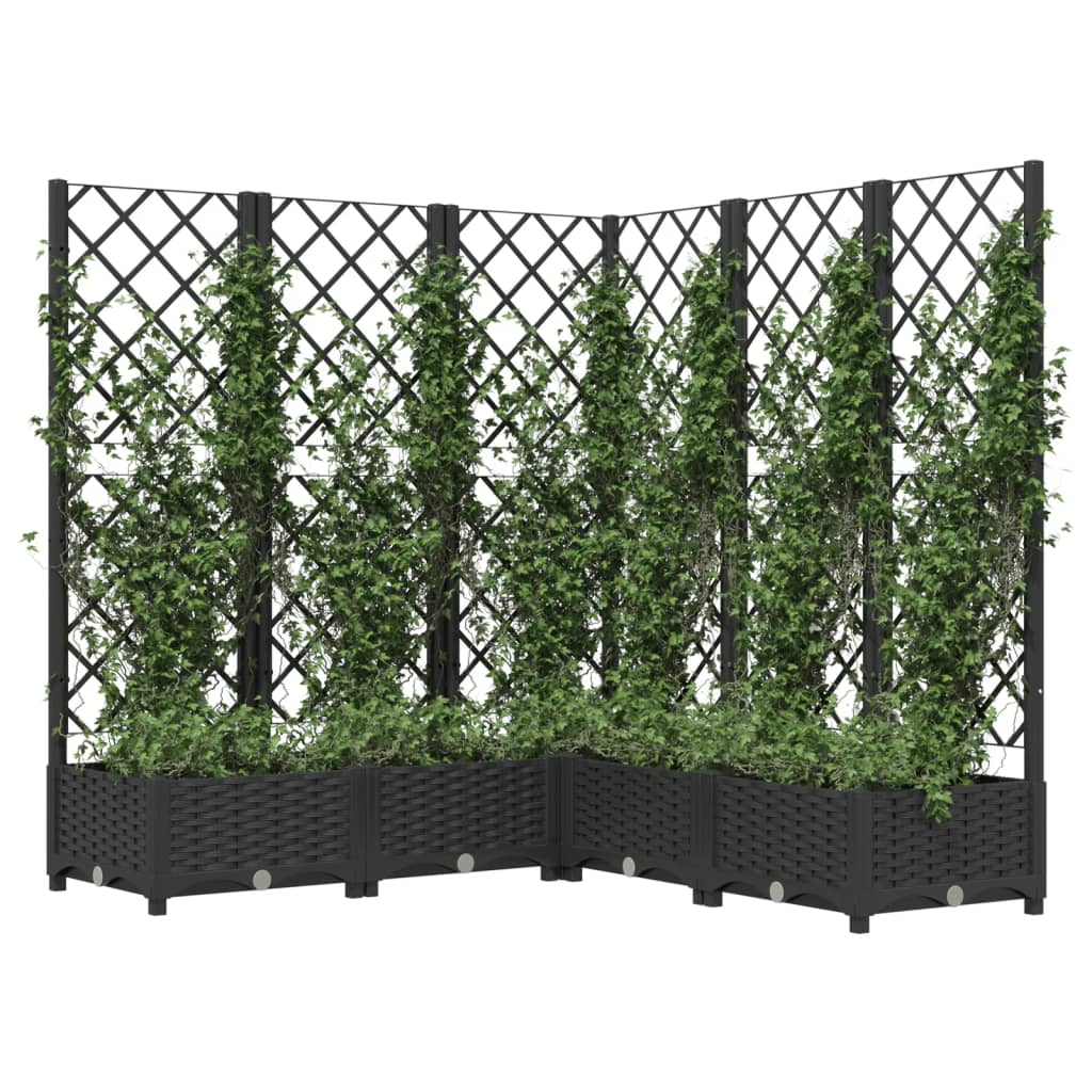 Fioriera da Giardino con Graticcio Nero 120x120x121,5 cm in PP - homemem39