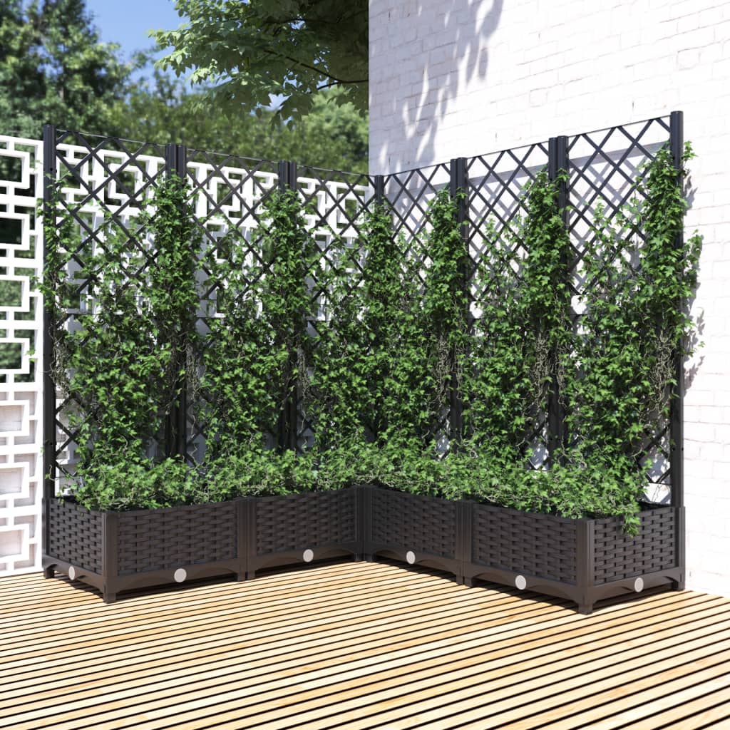 Fioriera da Giardino con Graticcio Nero 120x120x121,5 cm in PP - homemem39