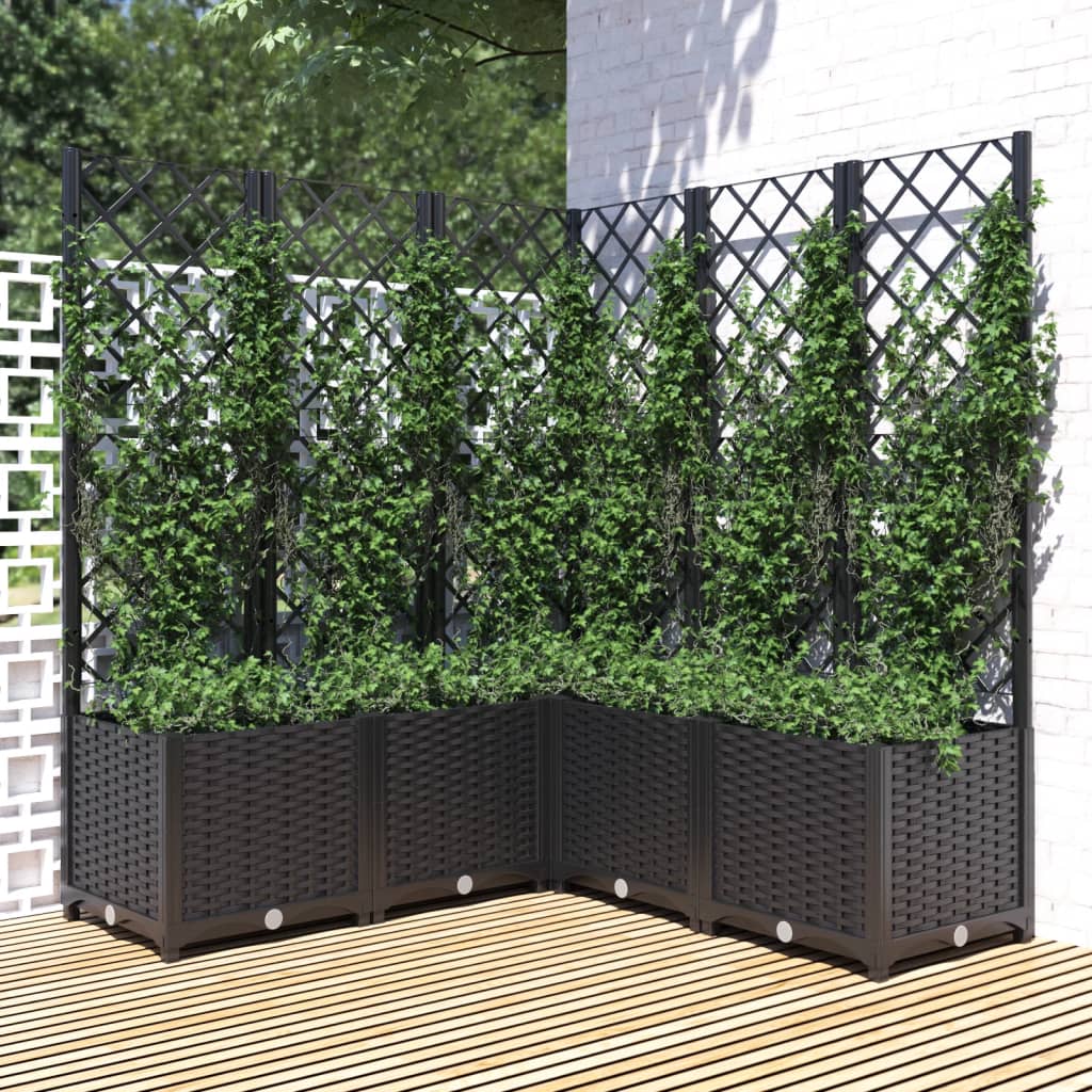 Fioriera da Giardino con Graticcio Nero 120x120x136 cm in PP - homemem39