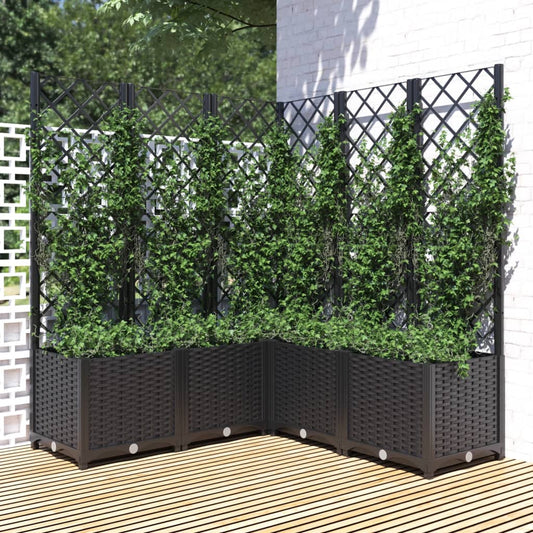 Fioriera da Giardino con Graticcio Nero 120x120x136 cm in PP - homemem39