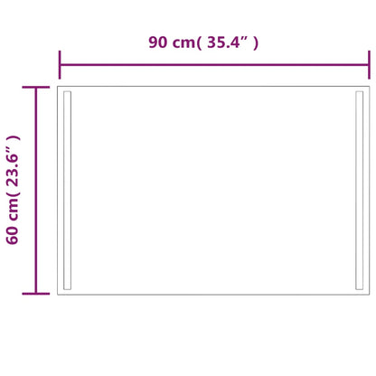 Specchio da Bagno con Luci LED 90x60 cm - homemem39