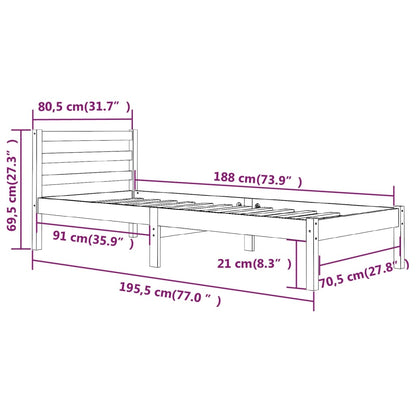 Giroletto in Legno Massello Grigio 75x190 cm Small Single - homemem39