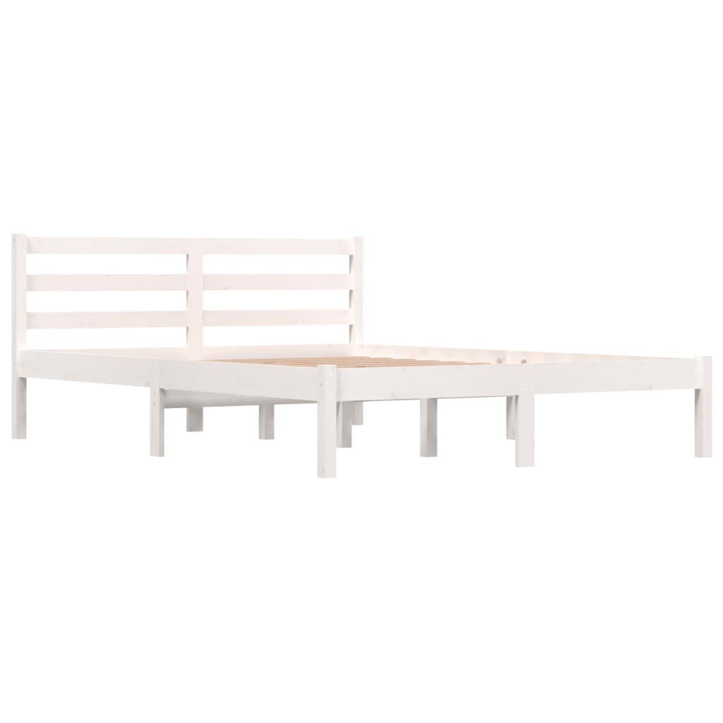 Giroletto Legno Massello di Pino 135x190 cm Bianco 4FT6 Double - homemem39