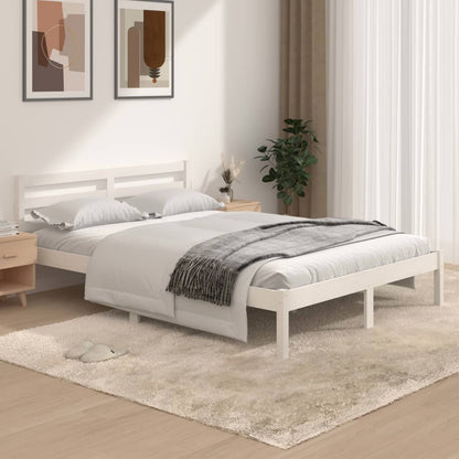 Giroletto Legno Massello di Pino 135x190 cm Bianco 4FT6 Double - homemem39