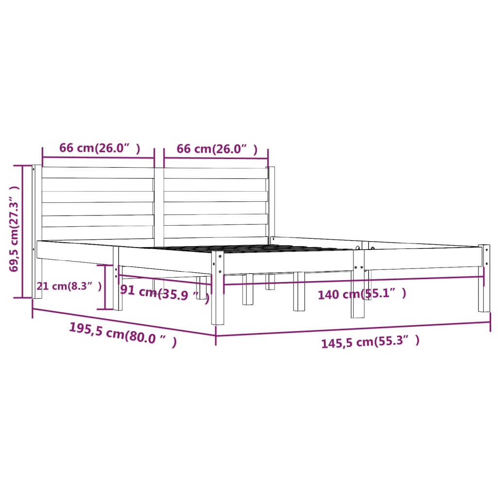 Giroletto in Legno Massello di Pino 140x190 cm Bianco - homemem39