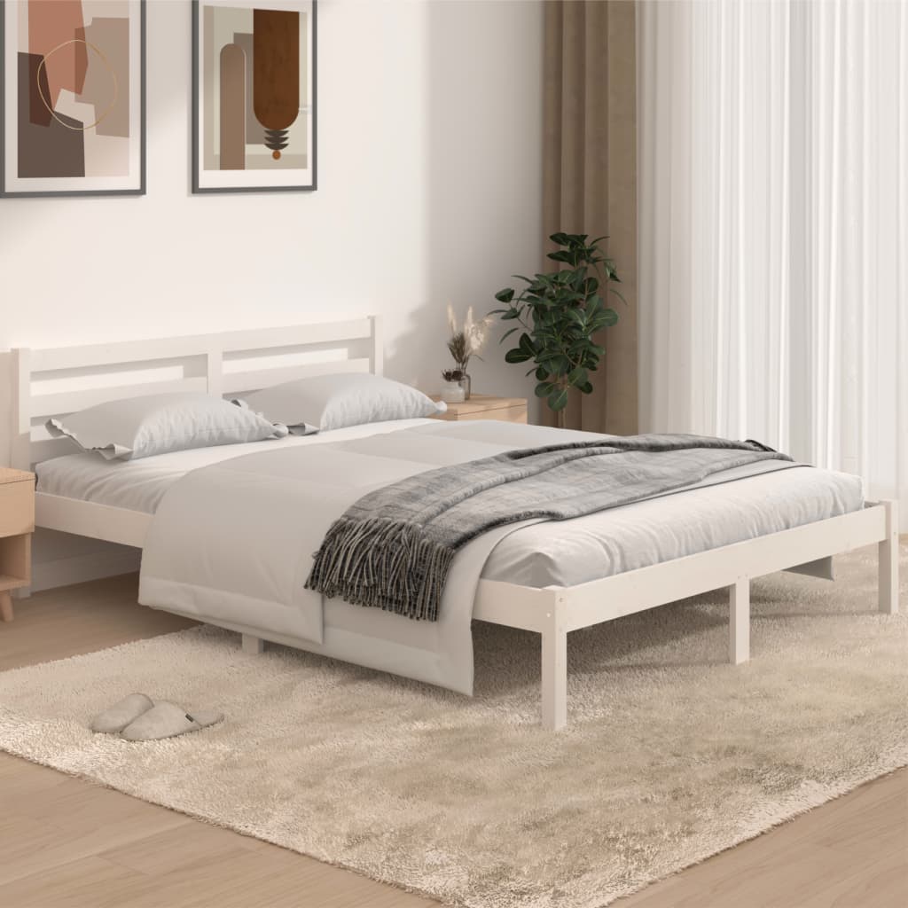 Giroletto in Legno Massello di Pino 140x190 cm Bianco - homemem39