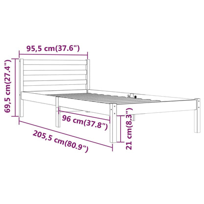 Giroletto in Legno Massello di Pino 90x200 cm Bianco - homemem39