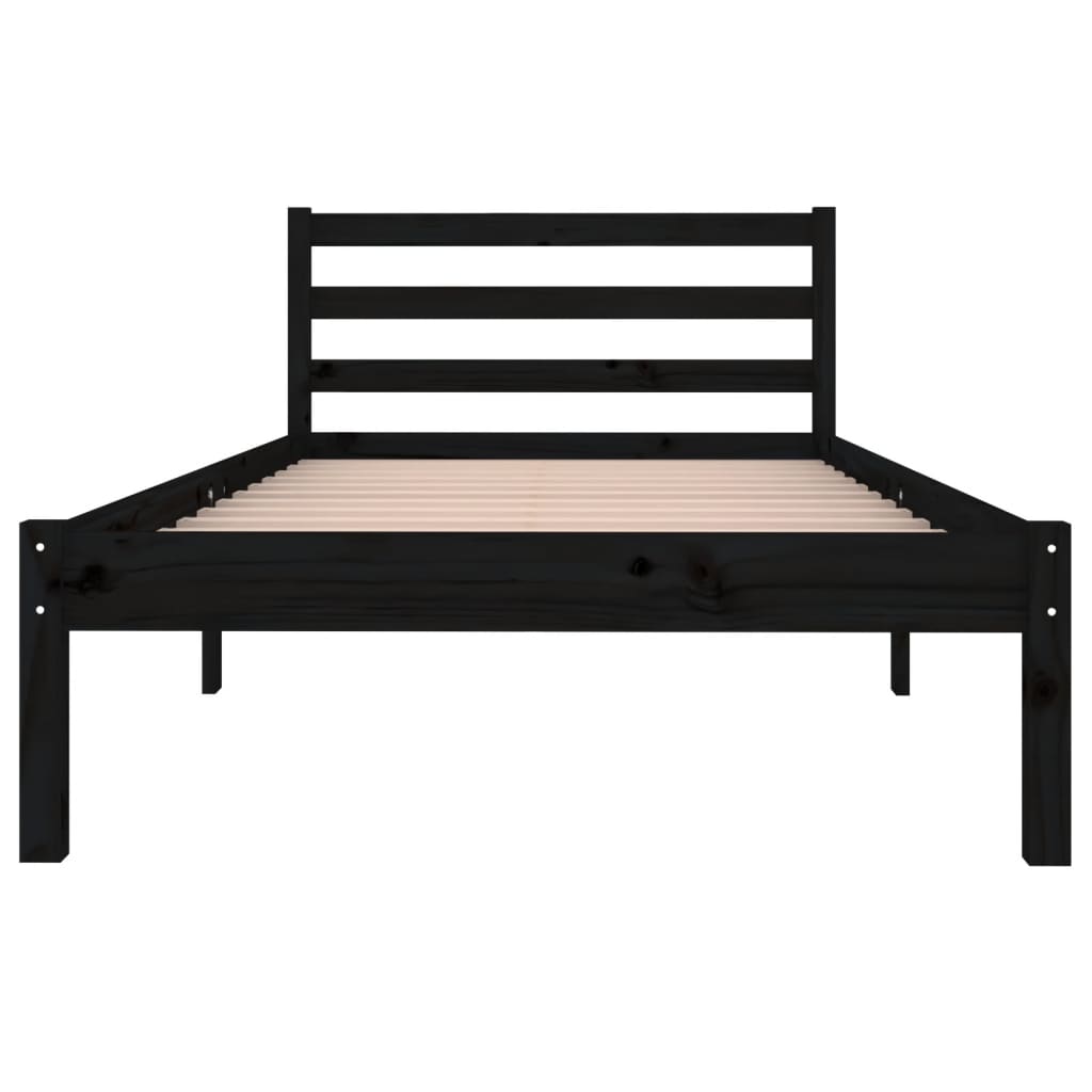 Telaio Letto in Legno Massello di Pino 90x200 cm Nero - homemem39