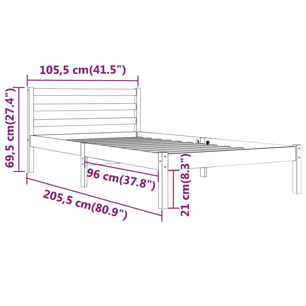 Giroletto in Legno Massello di Pino 100x200 cm Bianco - homemem39