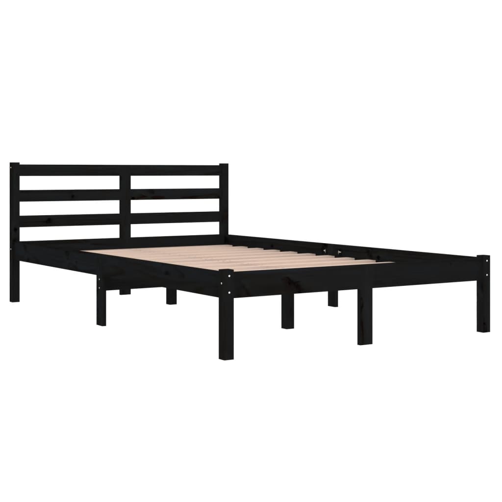 Telaio Letto in Legno Massello di Pino 120x200 cm Nero - homemem39