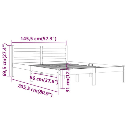 Telaio Letto in Legno Massello di Pino 140x200 cm - homemem39