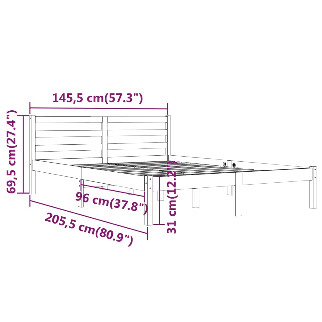 Giroletto in Legno Massello di Pino 140x200 cm Bianco - homemem39