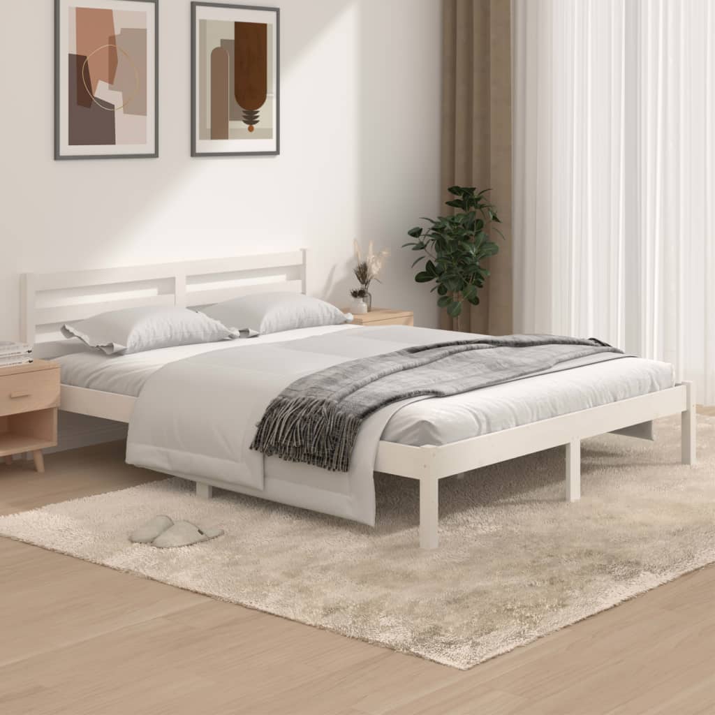 Giroletto Legno Massello Pino 150x200 cm Bianco 5FT King Size - homemem39