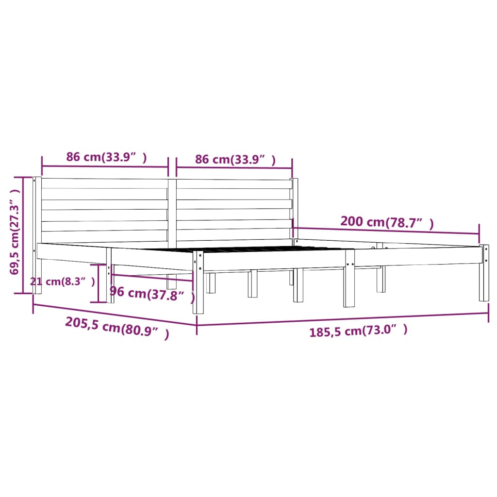 Giroletto Legno Massello Pino 180x200 cm Bianco 6FT Super King - homemem39