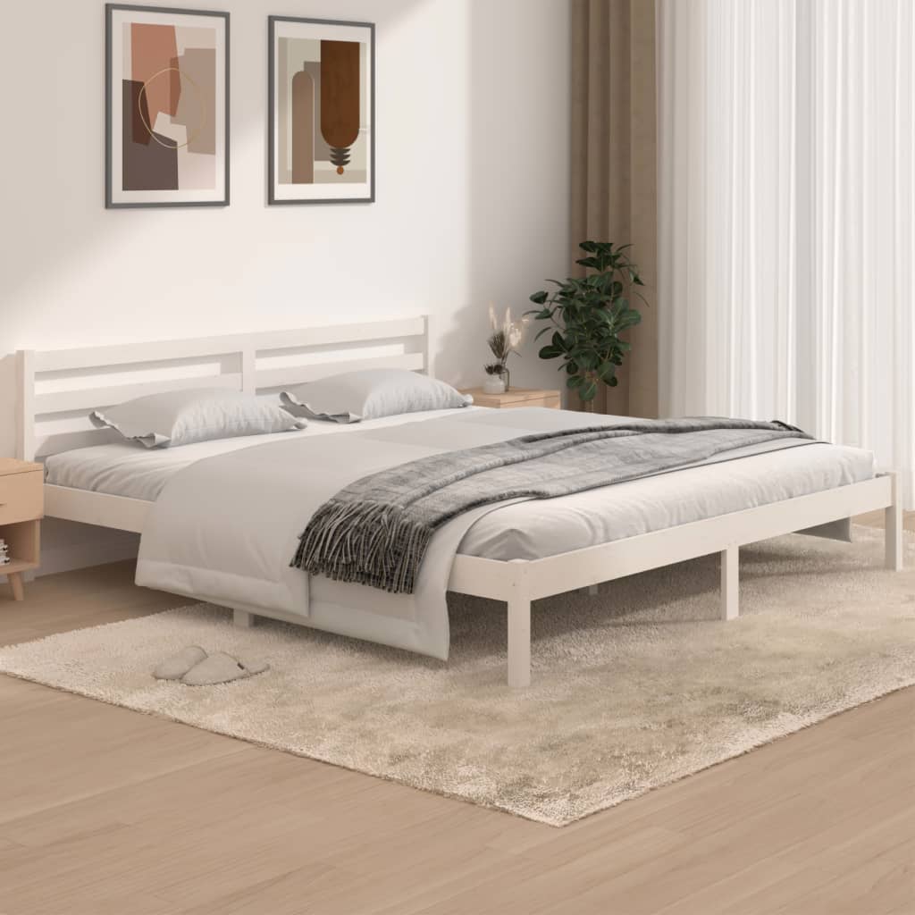 Giroletto Legno Massello Pino 180x200 cm Bianco 6FT Super King - homemem39