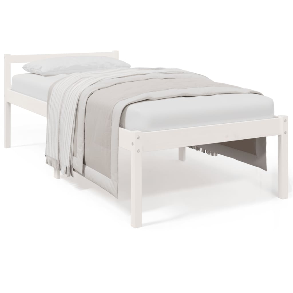 Letto per Anziani Bianco 75x190 cm Small Single Legno di Pino - homemem39