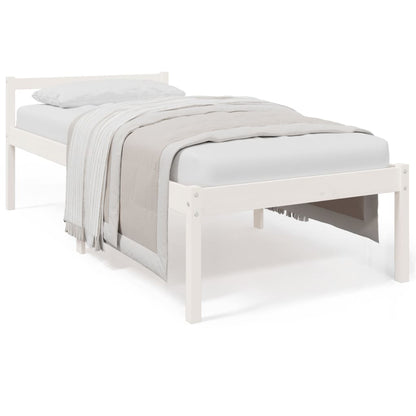 Letto per Anziani Bianco 90x190 cm Single in Legno di Pino - homemem39