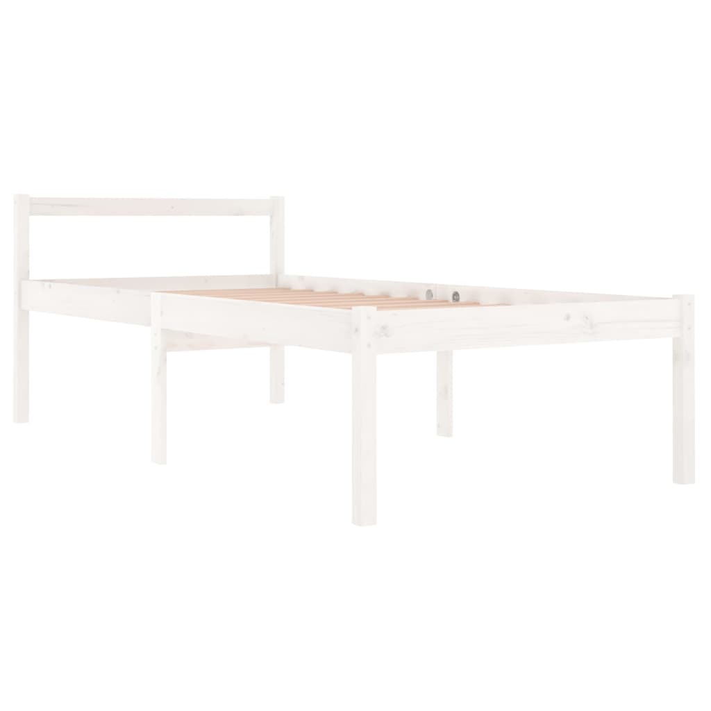 Letto per Anziani Bianco 90x190 cm Single in Legno di Pino - homemem39