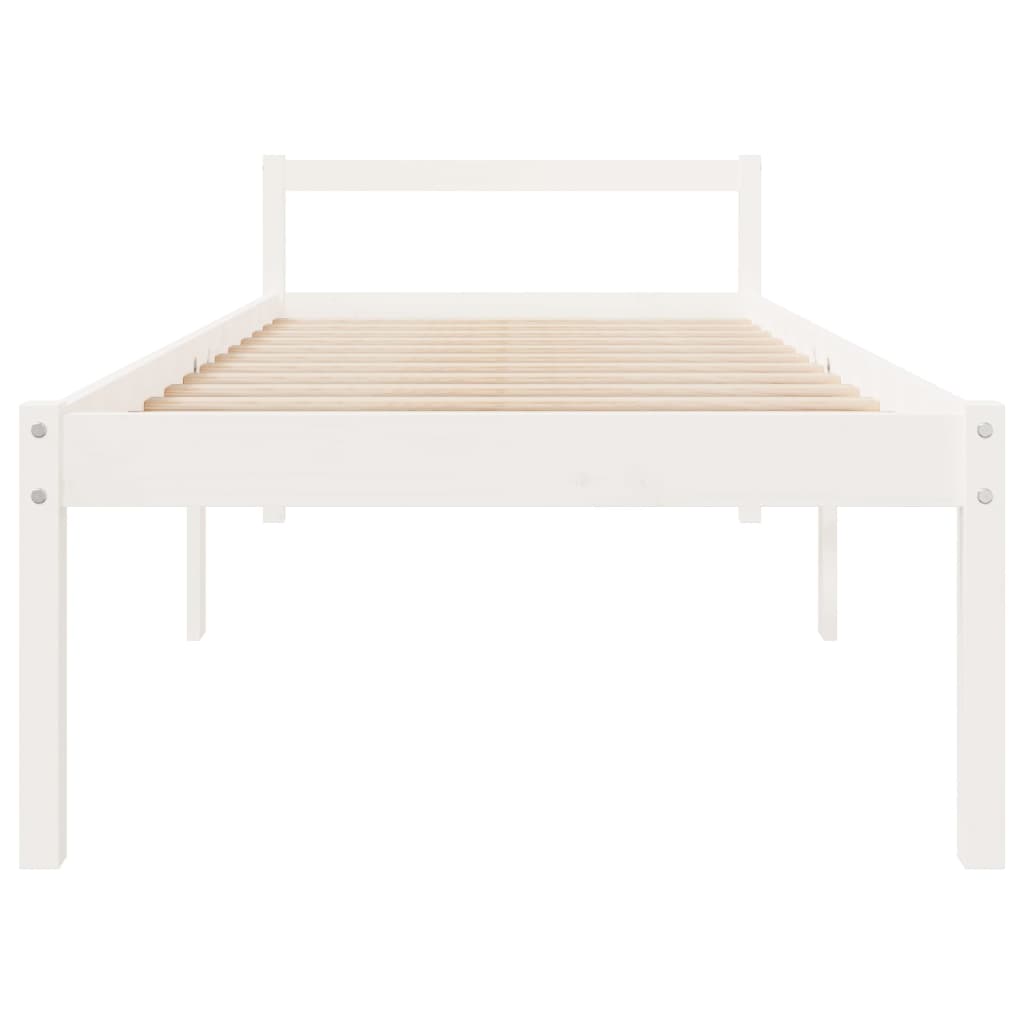 Letto per Anziani Bianco 90x190 cm Single in Legno di Pino - homemem39