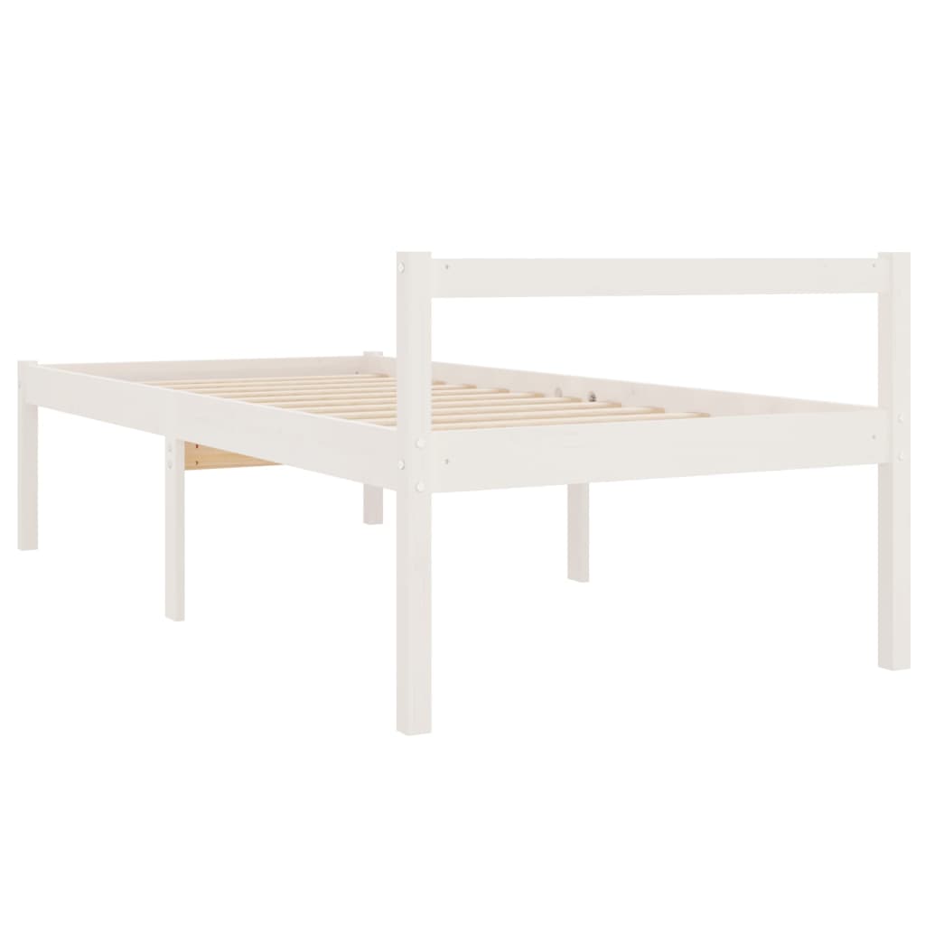 Letto per Anziani Bianco 90x190 cm Single in Legno di Pino - homemem39