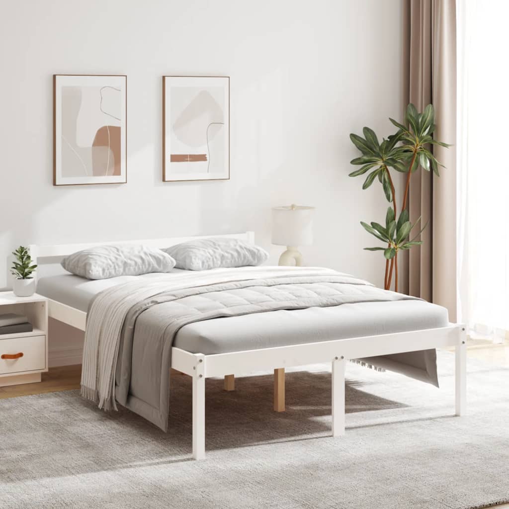 Letto per Anziani Bianco 120x190 cm Small Double Legno di Pino - homemem39