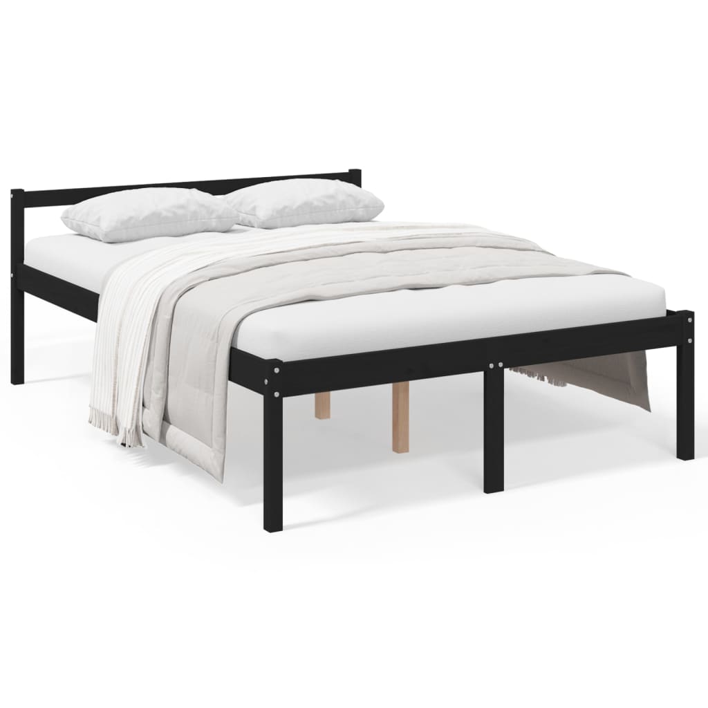 Letto per Anziani Nero 135x190 cm Double in Legno di Pino - homemem39