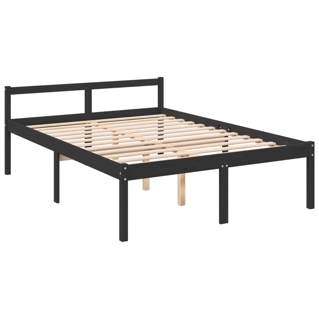 Letto per Anziani Nero 135x190 cm Double in Legno di Pino - homemem39