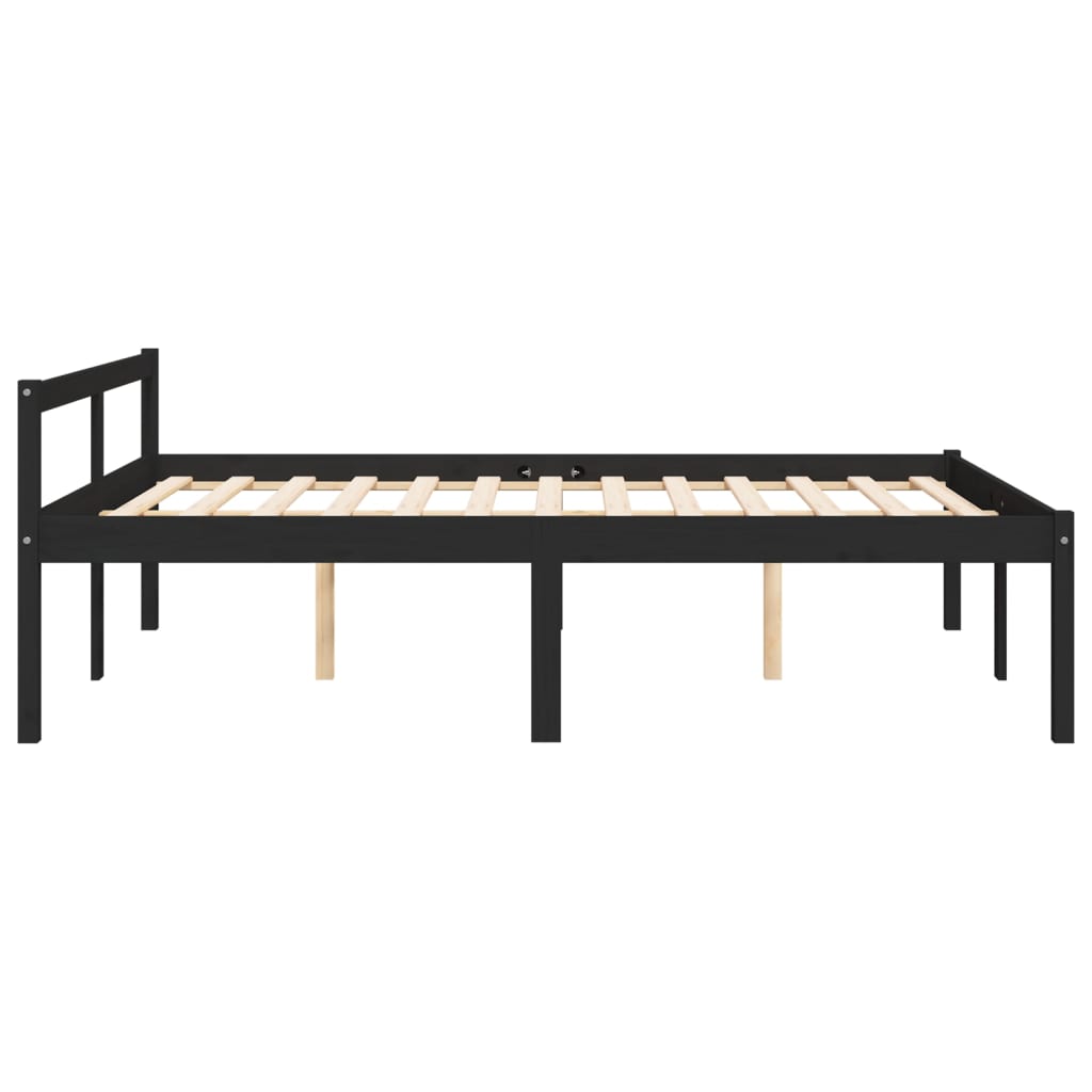 Letto per Anziani Nero 135x190 cm Double in Legno di Pino - homemem39