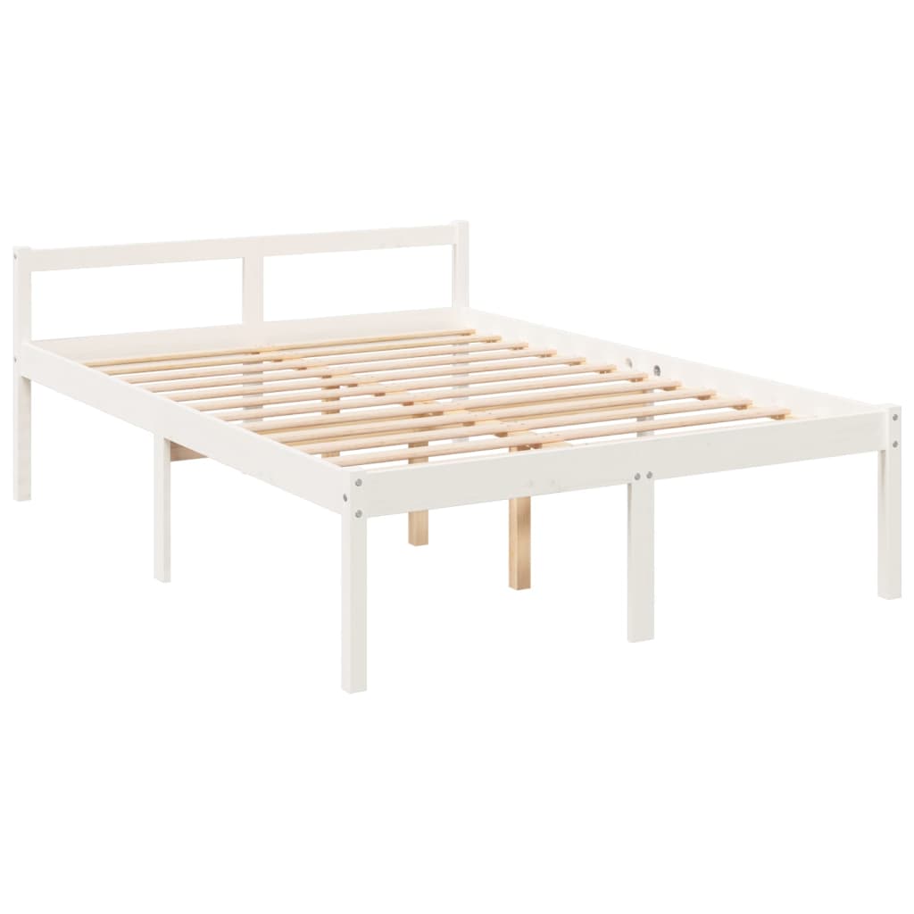 Letto per Anziani Bianco 140x200 cm in Legno Massello di Pino - homemem39