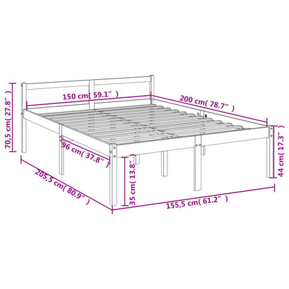 Letto per Anziani 150x200 cm King in Legno Massello di Pino - homemem39