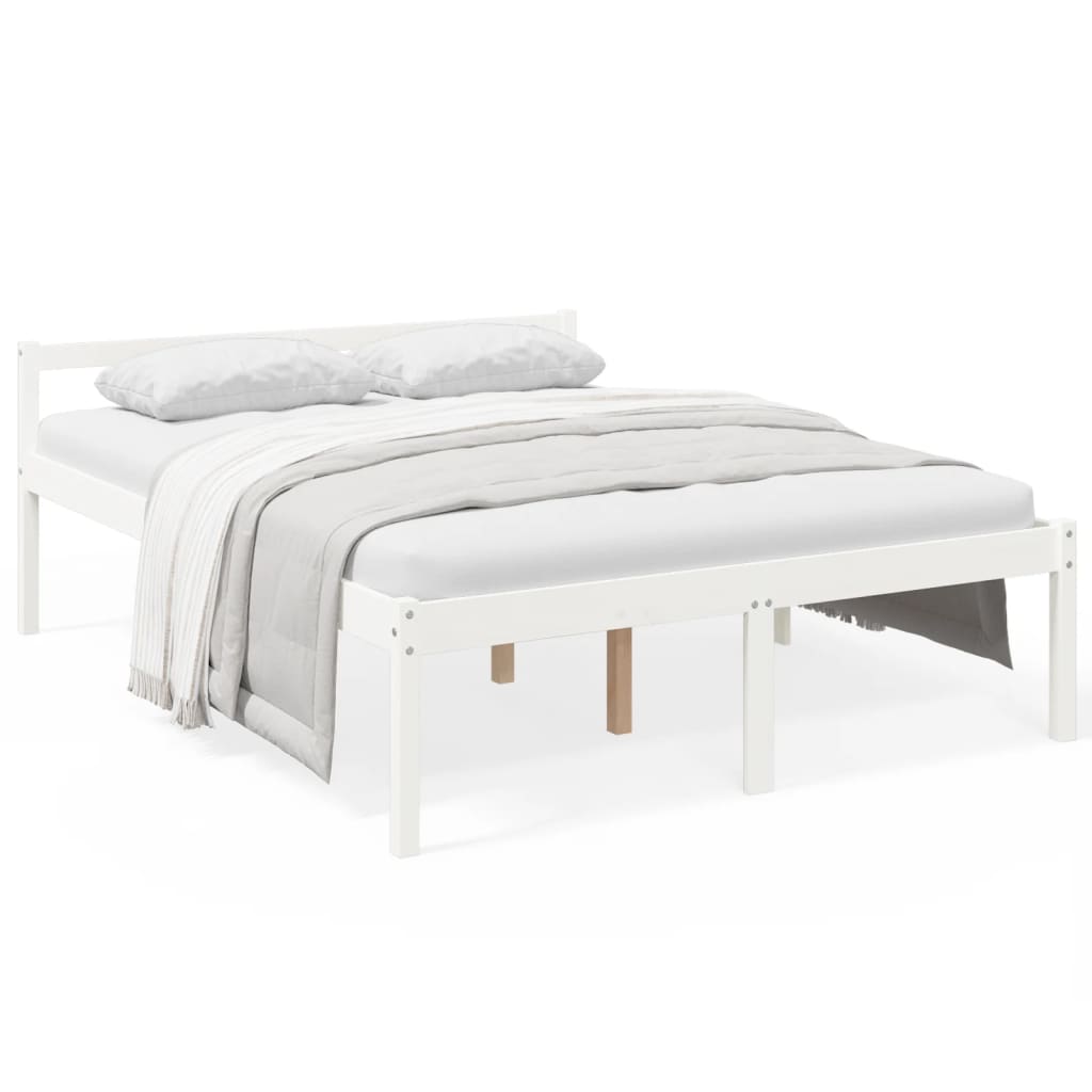 Letto per Anziani Bianco 160x200 cm in Legno Massello di Pino - homemem39