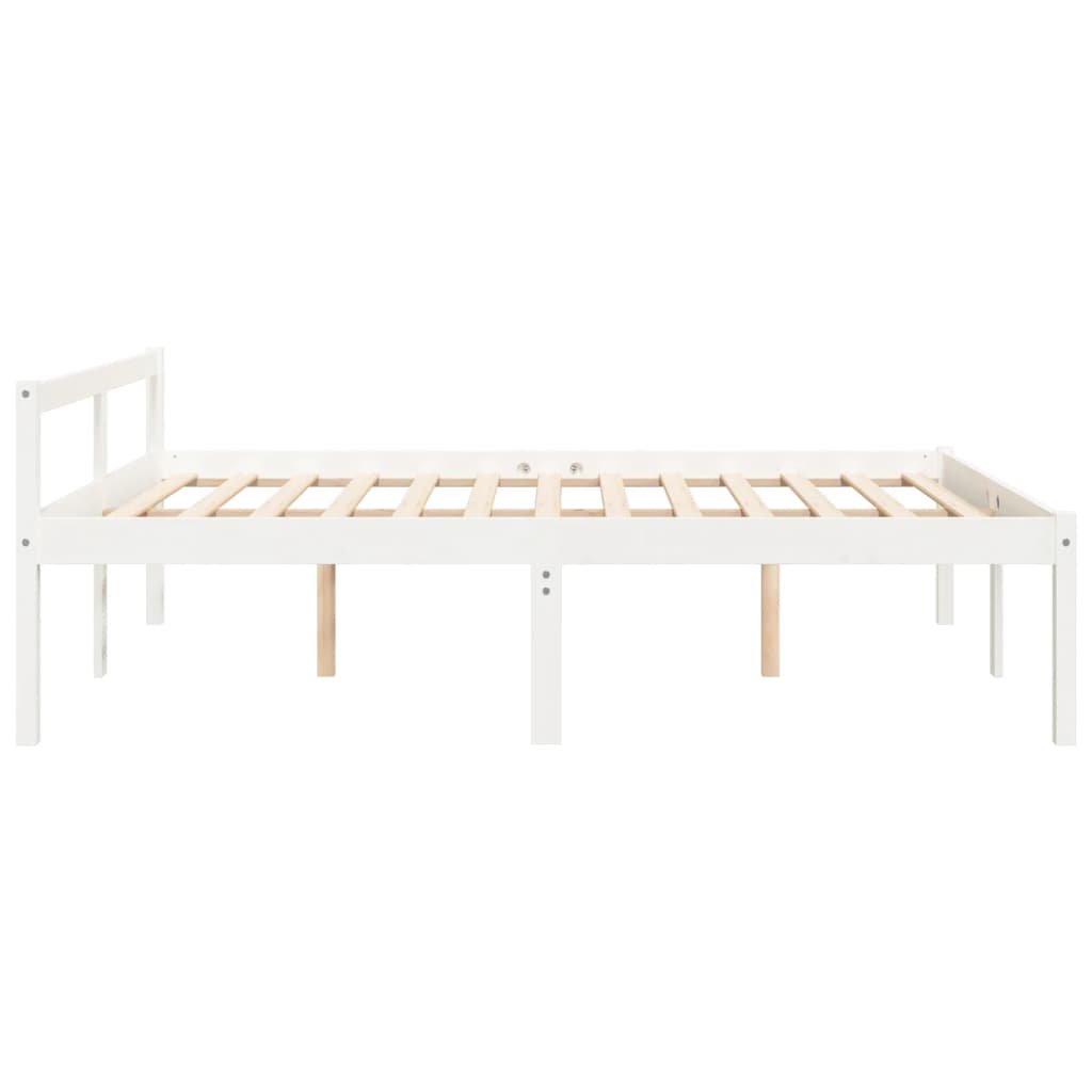 Letto per Anziani Bianco 160x200 cm in Legno Massello di Pino - homemem39