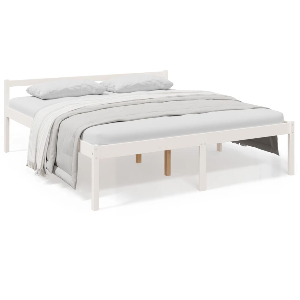 Letto per Anziani Bianco 180x200 cm Super King Legno di Pino - homemem39