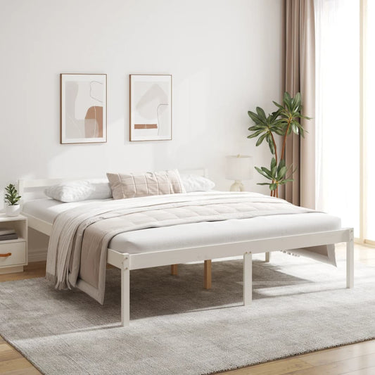 Letto per Anziani Bianco 180x200 cm Super King Legno di Pino - homemem39