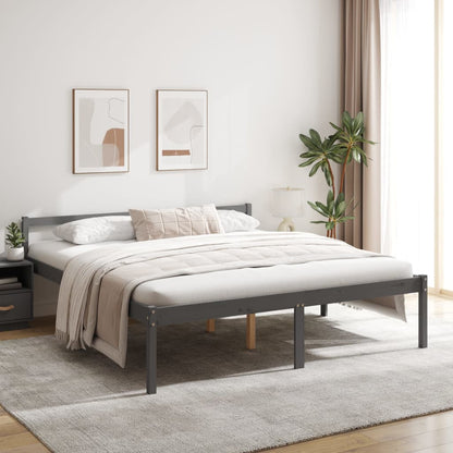 Letto per Anziani Grigio 180x200 cm Super King Legno di Pino - homemem39