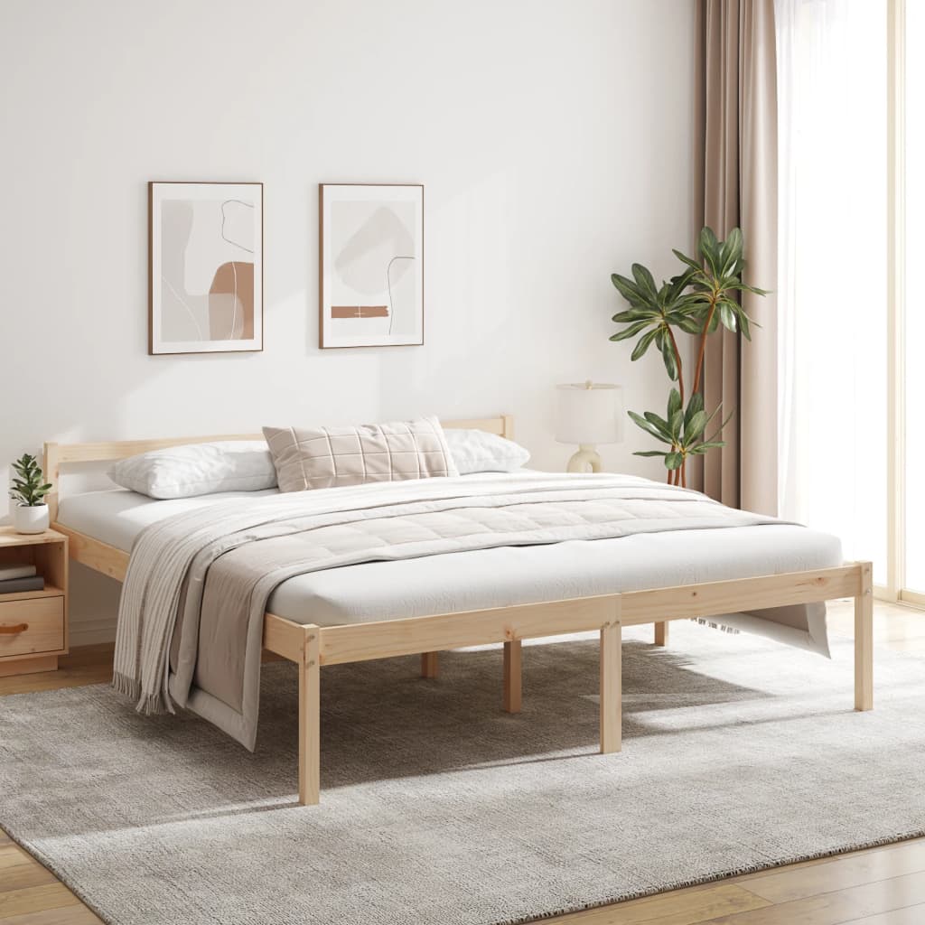 Letto per Anziani 200x200 cm in Legno Massello di Pino - homemem39