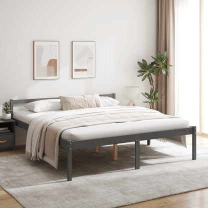 Letto per Anziani Grigio 200x200 cm in Legno Massello di Pino - homemem39