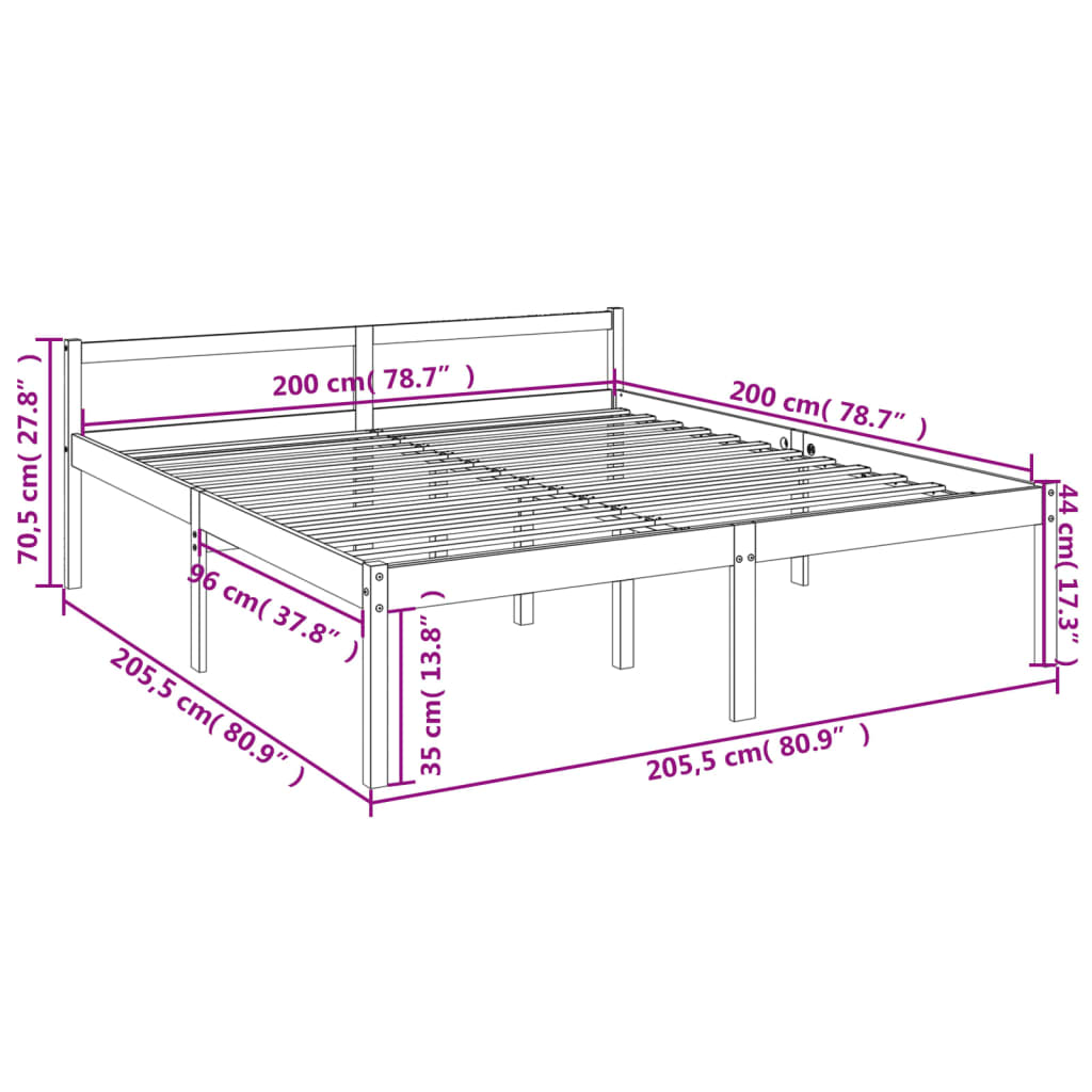 Letto per Anziani Miele 200x200 cm in Legno Massello di Pino - homemem39