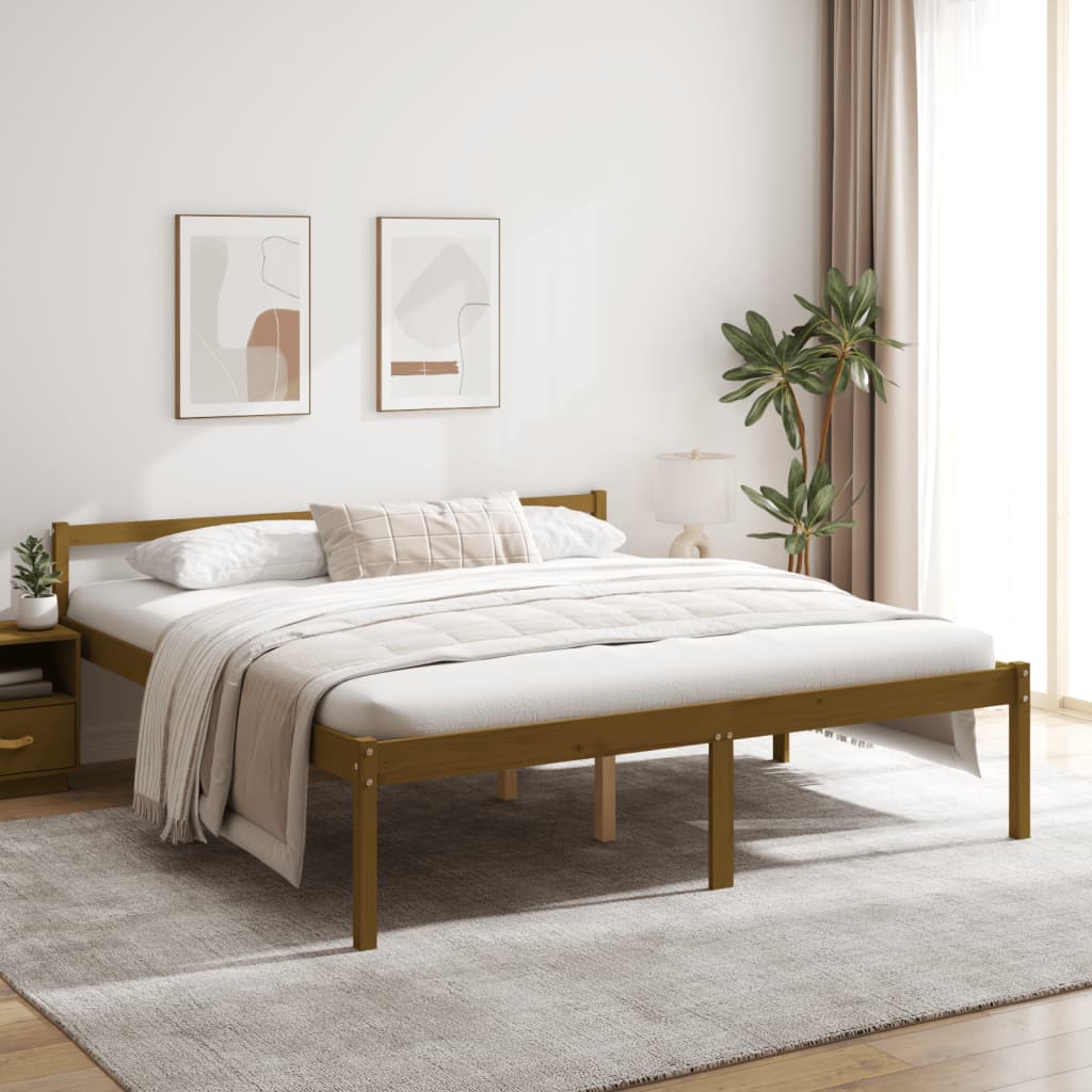 Letto per Anziani Miele 200x200 cm in Legno Massello di Pino - homemem39