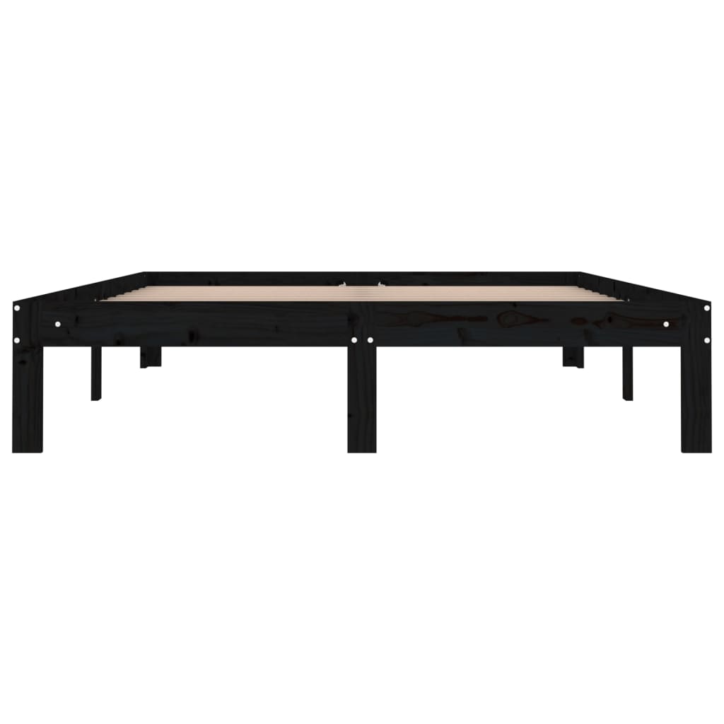 Giroletto Nero Legno Massello 135x190 cm 4FT6 Double - homemem39