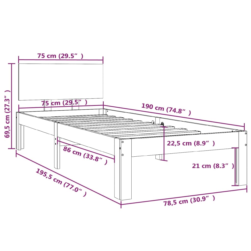 Giroletto in Legno Massello 75x190 cm Small Single - homemem39