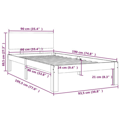 Giroletto Bianco in Legno Massello 90x190 cm Single - homemem39